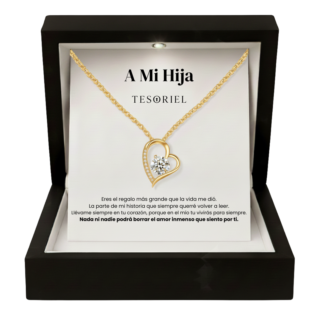 Colgante Corazón Eterno Oro 18k Para Mi Hija (Con Carta Dedicatoria a Escoger)