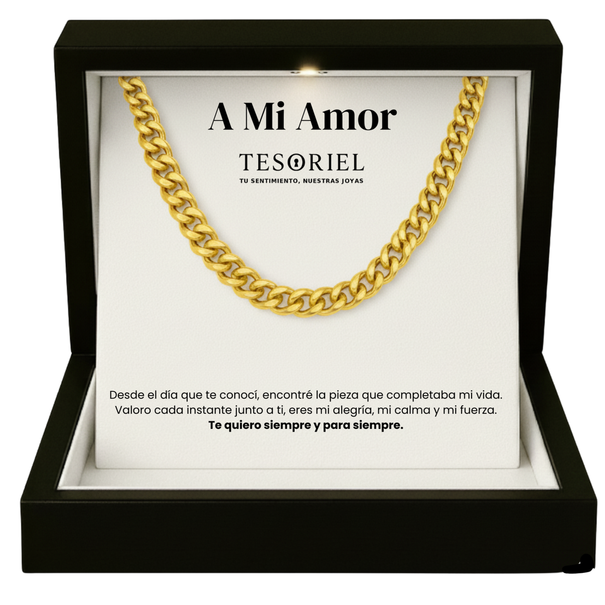 Cadena Cubana Dorada con Cartas Especiales A Mi Amor - Tesoriel