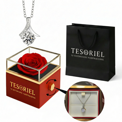  Caja de Rosa Eterna con Collar Flor del Alma - Tesoriel