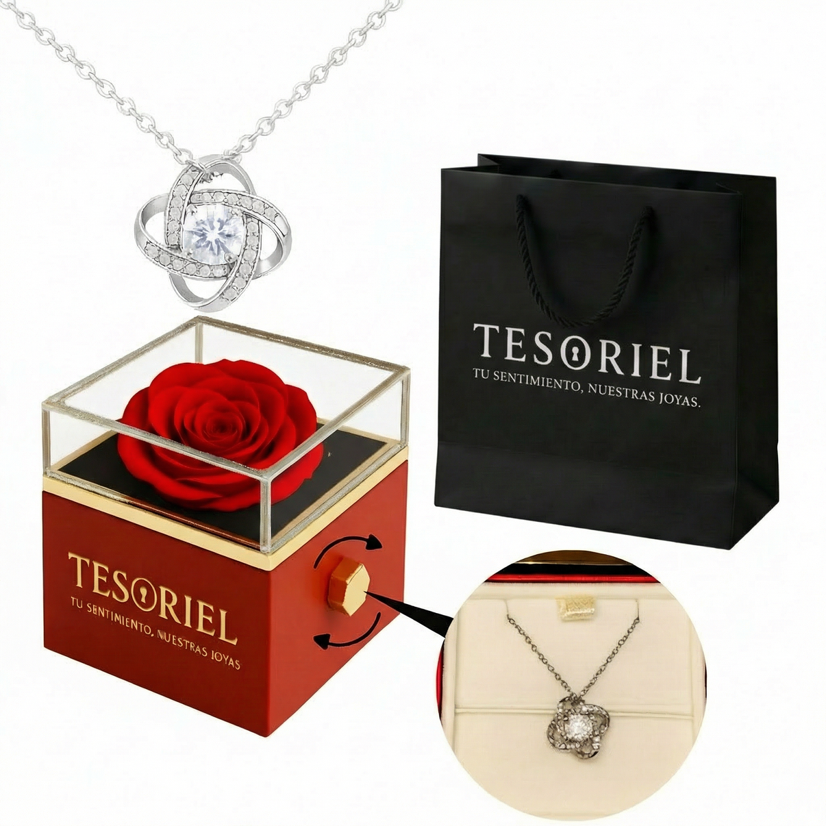 Caja de Rosa Eterna con Collar Universo - Tesoriel