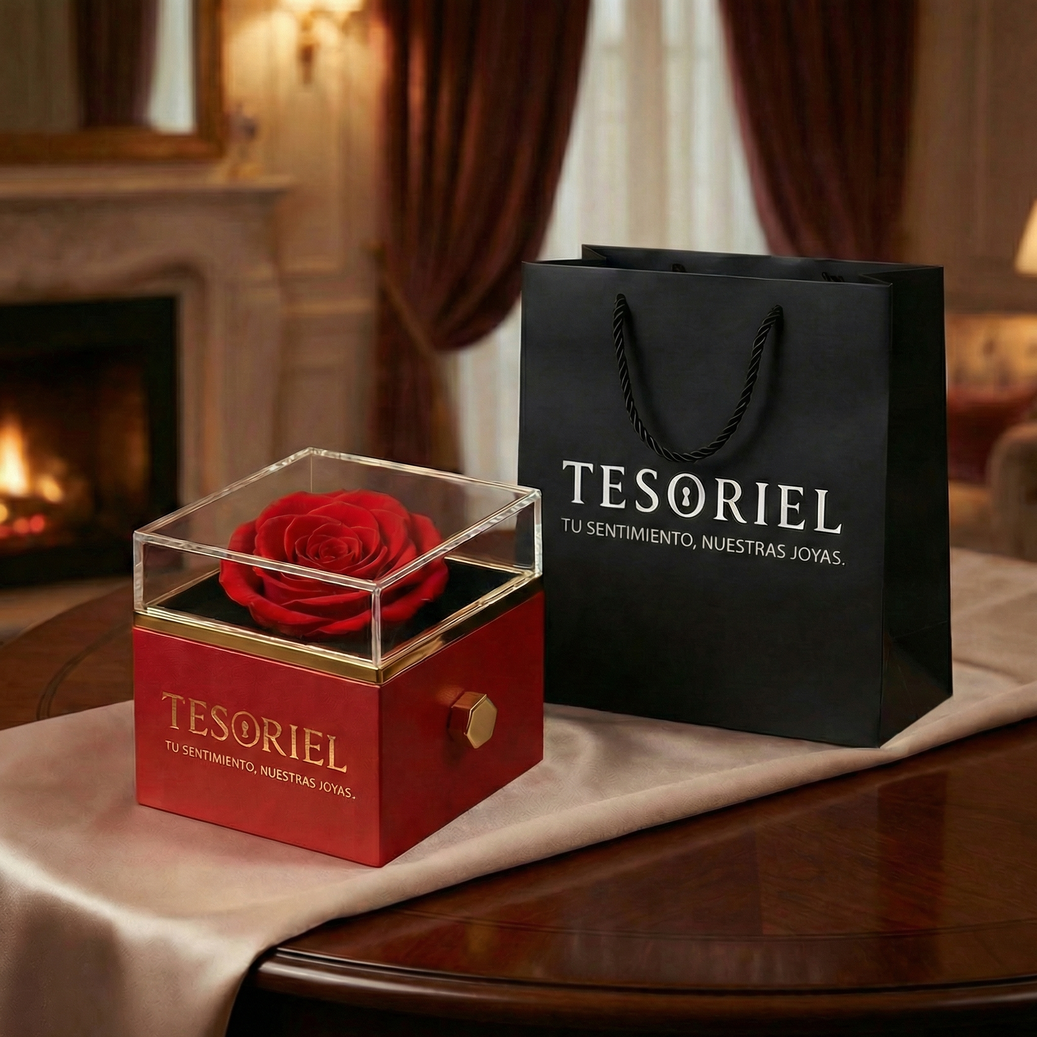 Caja de Rosa Eterna y Bolsa - Tesoriel