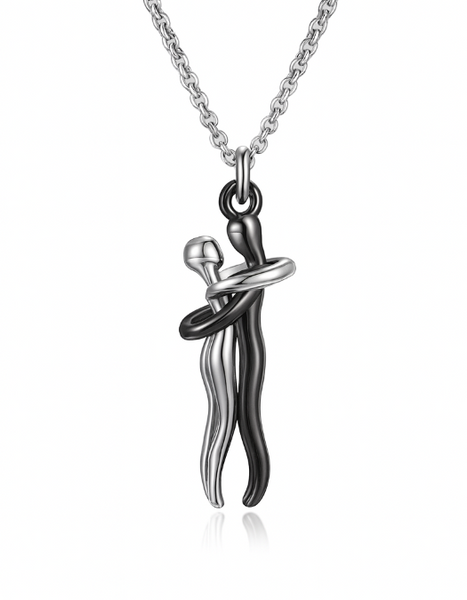 Colgante Abrazo Eterno Plata-Negro