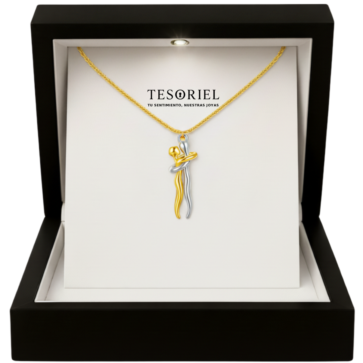 Colgante Abrazo Eterno Plata-Dorado con Cartas Especiales A Mano - Tesoriel