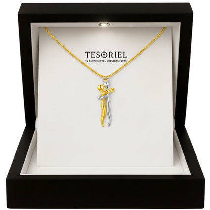 Colgante Abrazo Eterno Plata-Dorado con Cartas Especiales A Mano - Tesoriel