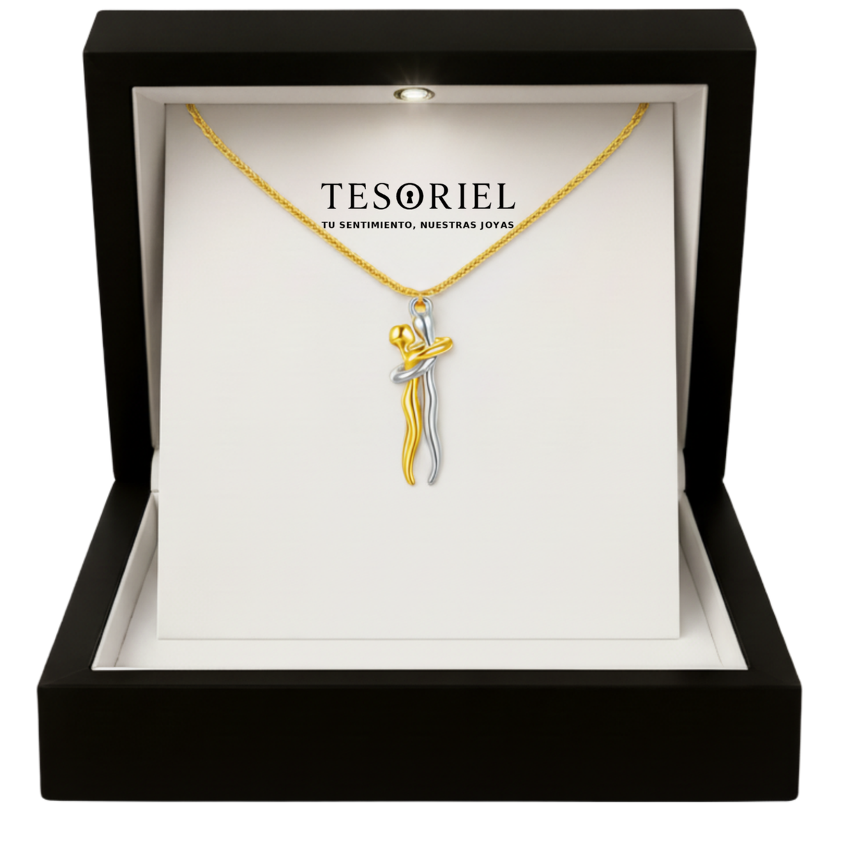 Colgante Abrazo Eterno Plata-Dorado con Cartas Especiales A Mano - Tesoriel