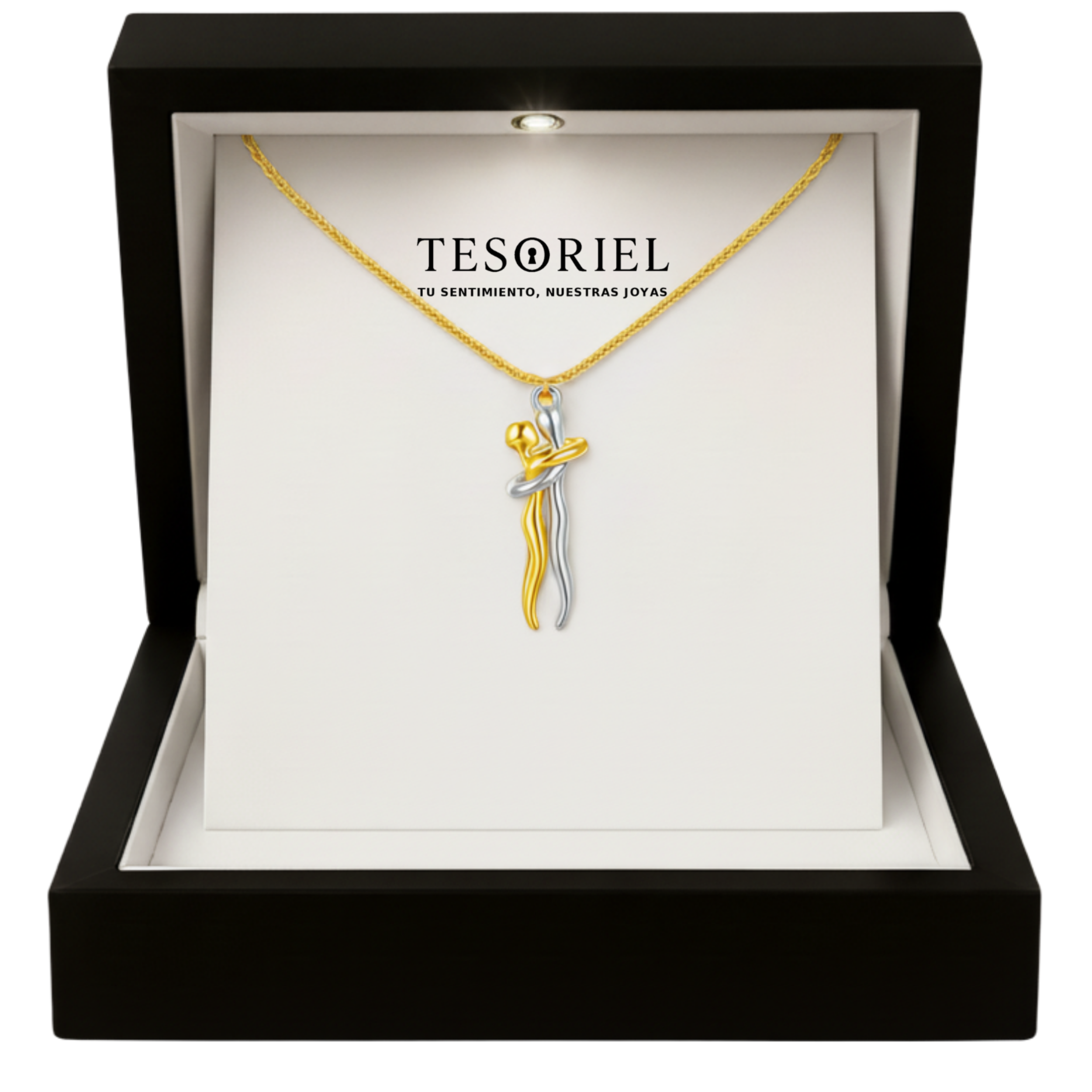 Colgante Abrazo Eterno Plata-Dorado con Cartas Especiales A Mano - Tesoriel