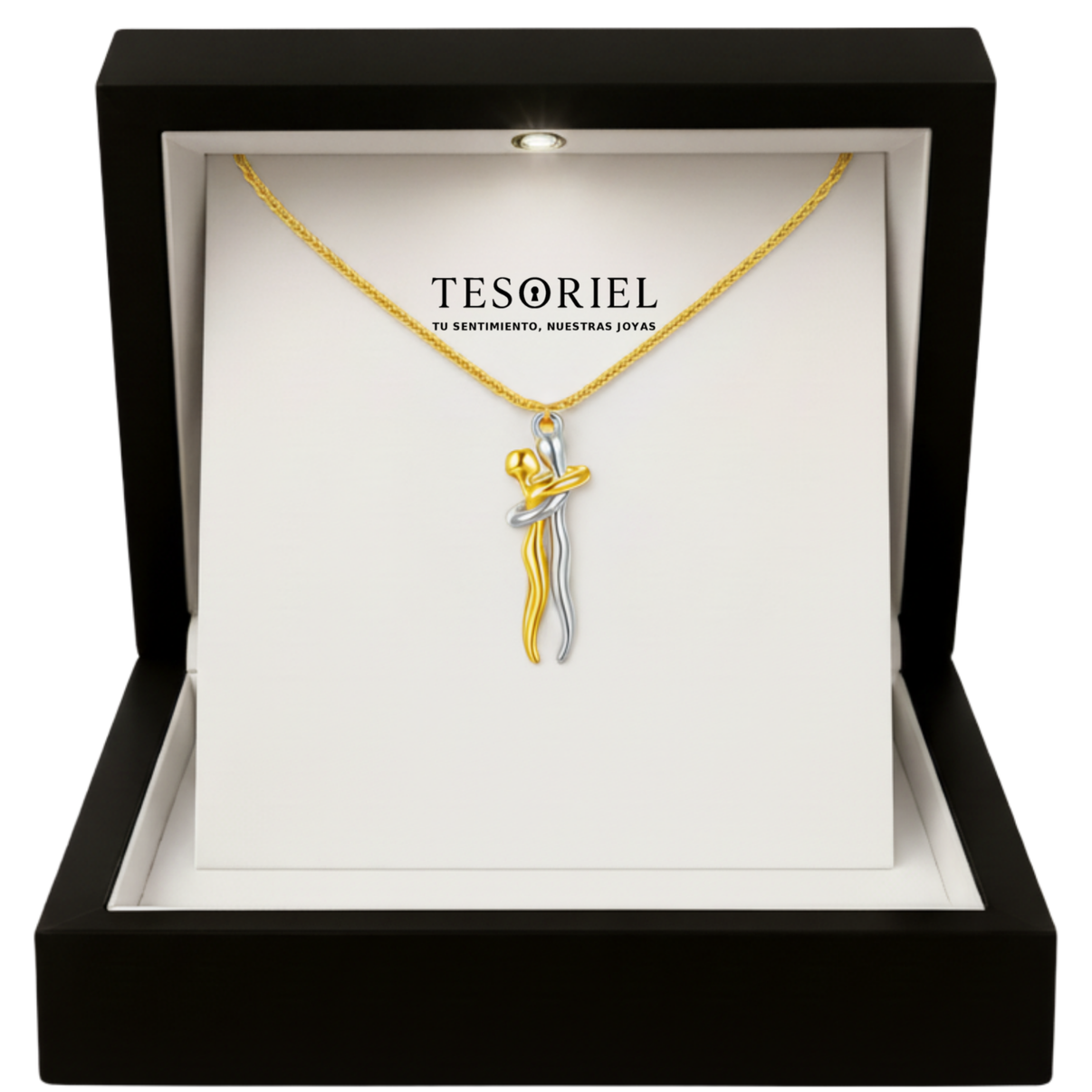Colgante Abrazo Eterno Plata-Dorado con Cartas Especiales A Mano - Tesoriel