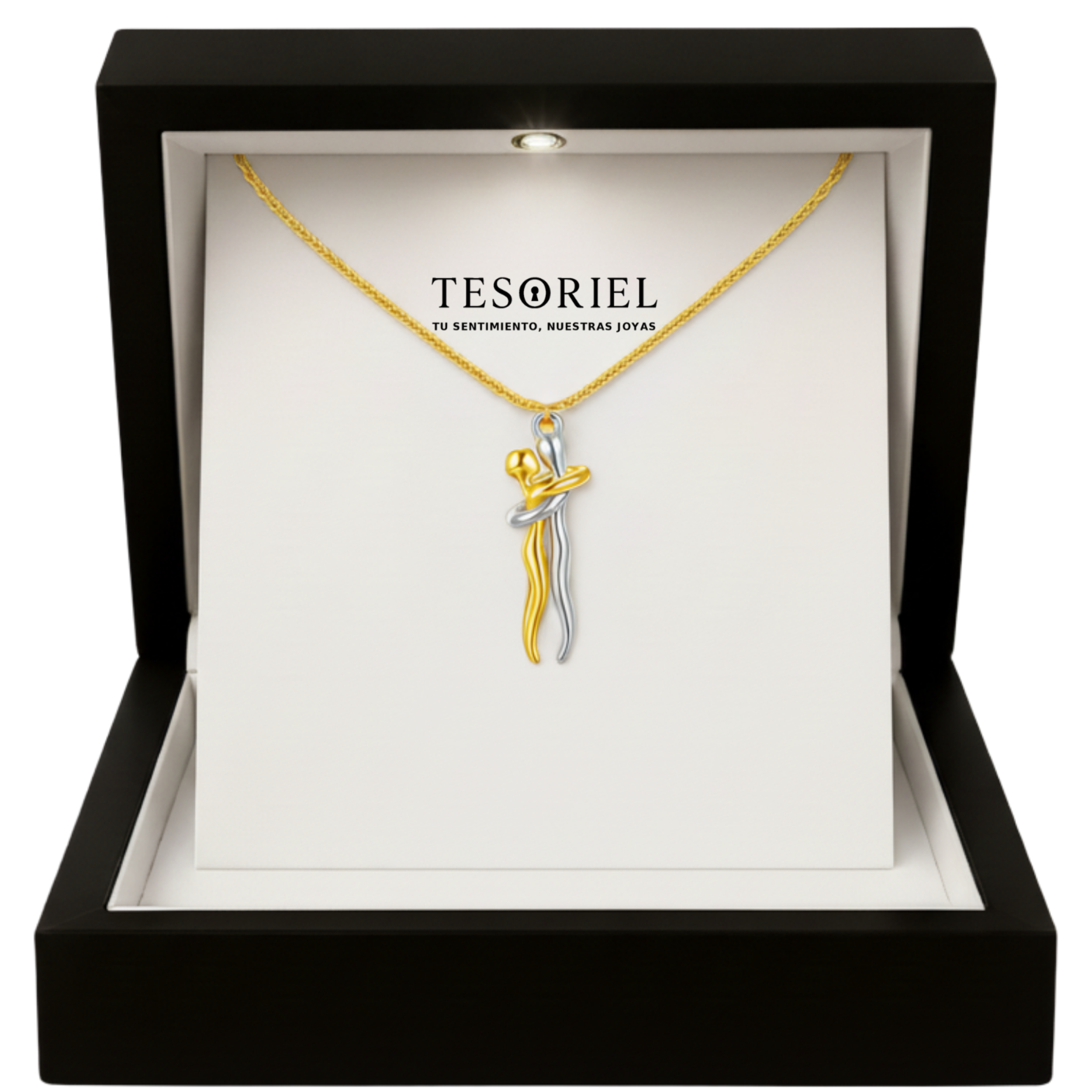 Colgante Abrazo Eterno Plata-Dorado con Cartas Especiales A Mano - Tesoriel