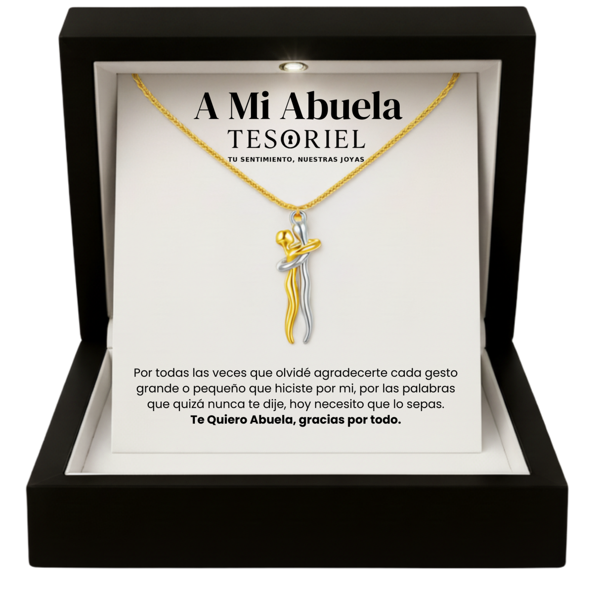 Colgante Abrazo Eterno Plata-Dorado con Cartas Especiales A Mi Abuela - Tesoriel