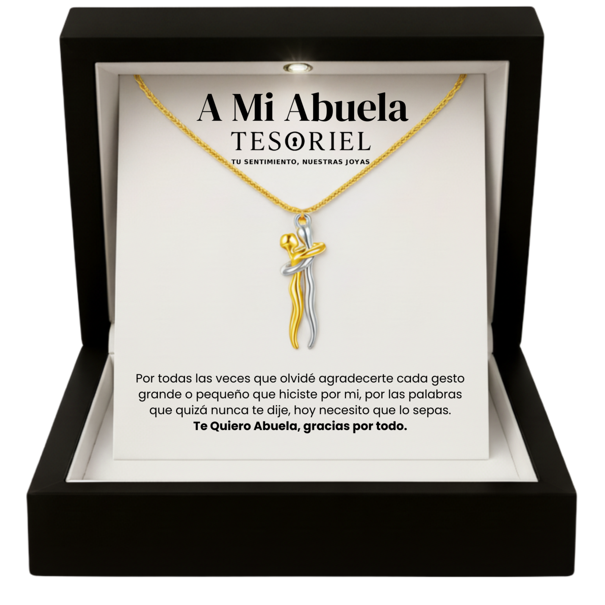 Colgante Abrazo Eterno Plata-Dorado con Cartas Especiales A Mi Abuela - Tesoriel