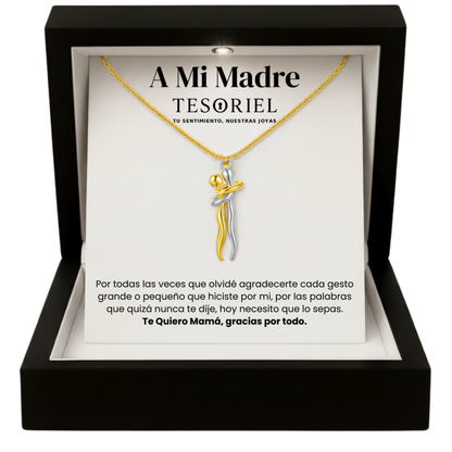 Colgante Abrazo Eterno Plata-Dorado con Cartas Especiales A Mi Madre - Tesoriel
