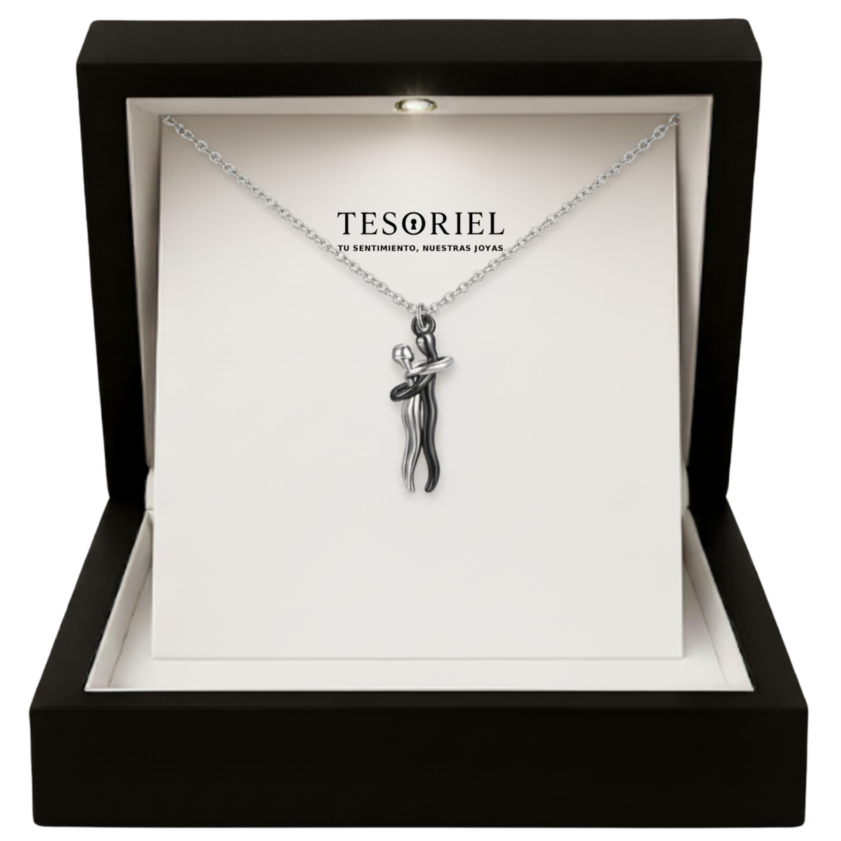 Colgante Abrazo Eterno Plata-Negro con Cartas Especiales A Mano - Tesoriel
