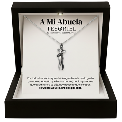 Colgante Abrazo Eterno Plata-Negro con Cartas Especiales A Mi Abuela - Tesoriel