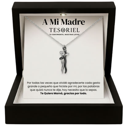 Colgante Abrazo Eterno Plata-Negro con Cartas Especiales A Mi Madre - Tesoriel