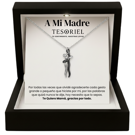 Colgante Abrazo Eterno Plata-Negro con Cartas Especiales A Mi Madre - Tesoriel