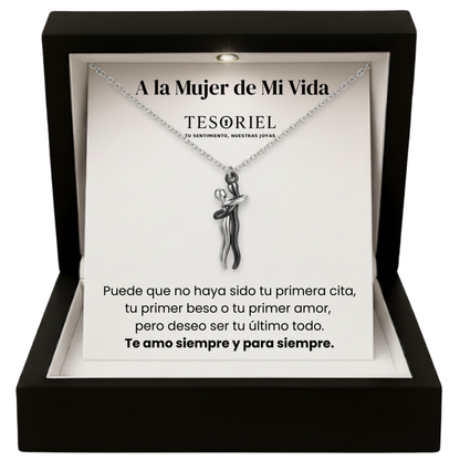 Colgante Abrazo Eterno Plata-Negro con Cartas Especiales A la Mujer de Mi Vida - Tesoriel