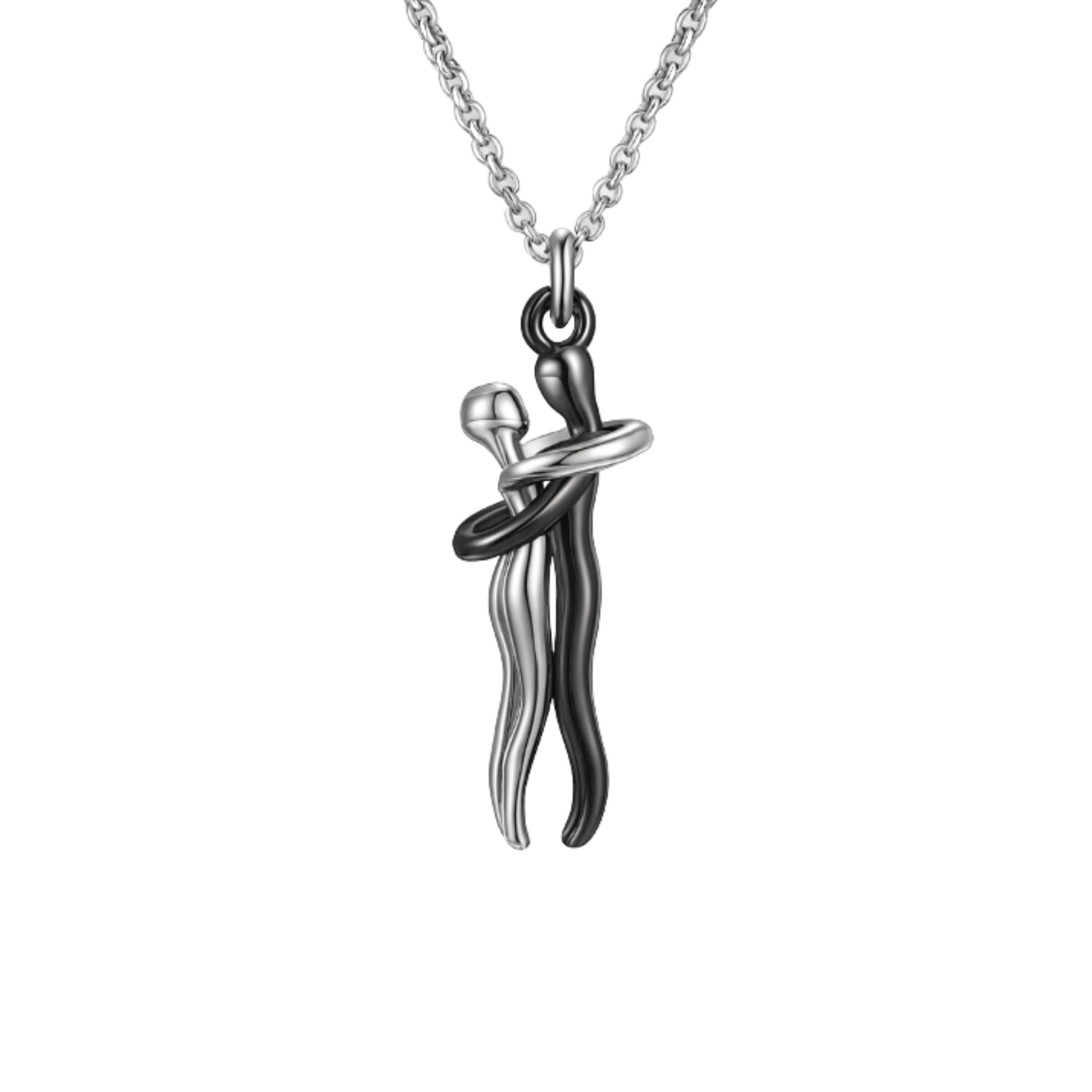 Colgante Abrazo Eterno Plata Negro Personalizable - Tesoriel