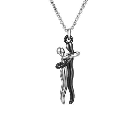 Colgante Abrazo Eterno Plata Negro Personalizable - Tesoriel