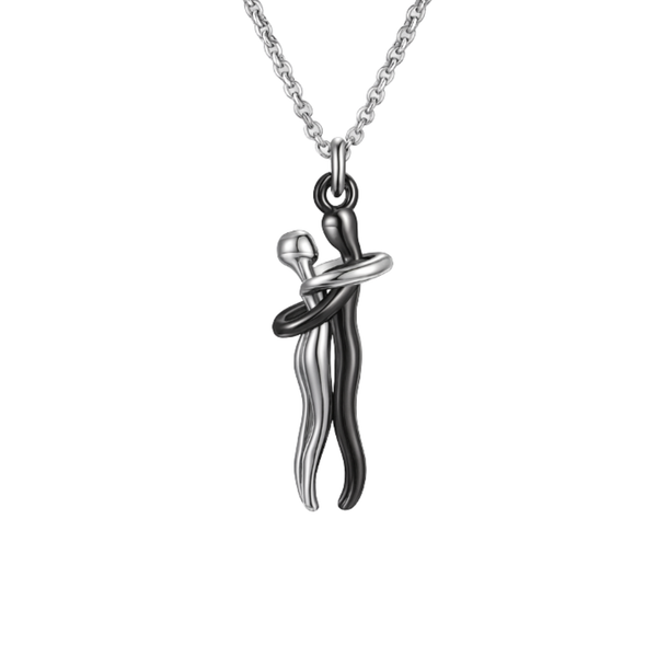 Colgante Abrazo Eterno Plata Negro Personalizable - Tesoriel