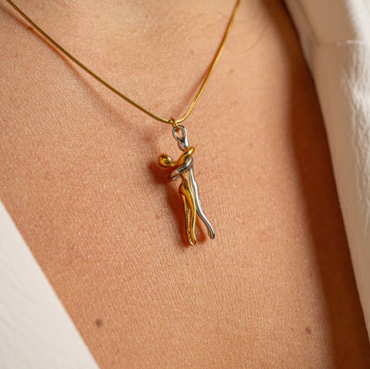 Colgante Abrazo Eterno Plata Oro Personalizable - Tesoriel