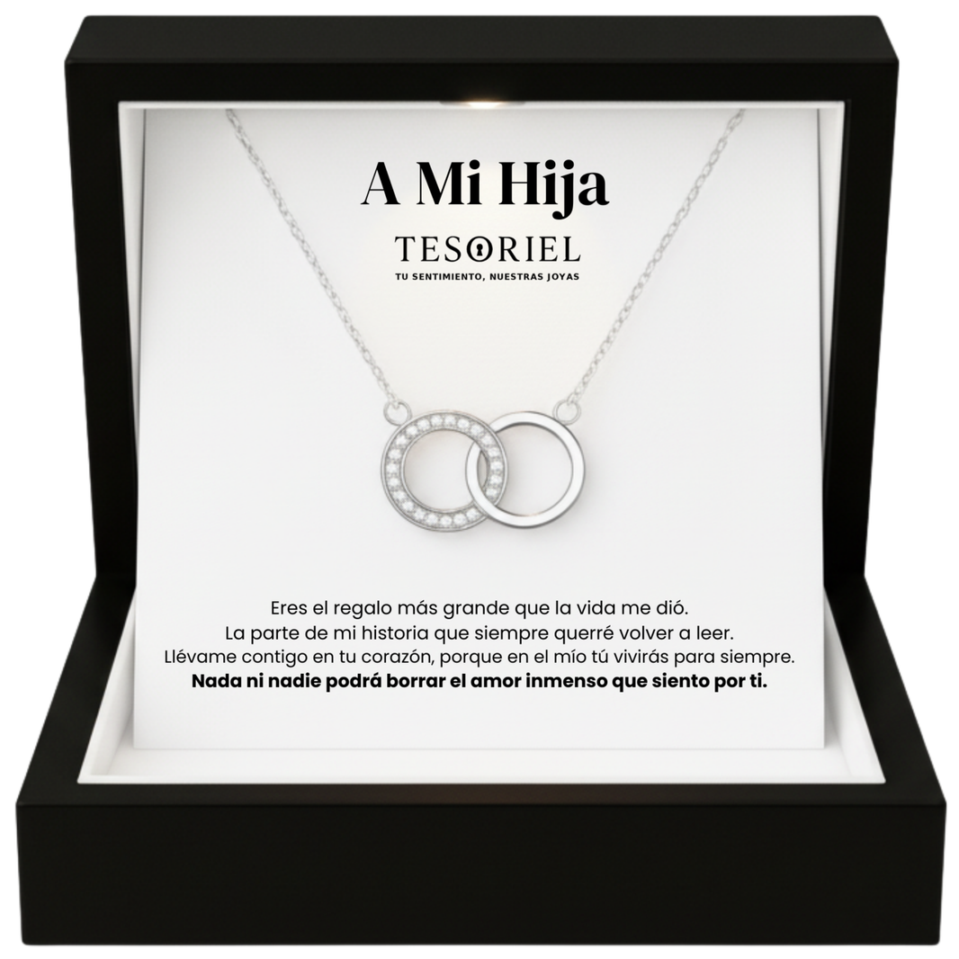 Colgante Aros Entrelazados con Cartas Especiales Para Mi Hija - Tesoriel