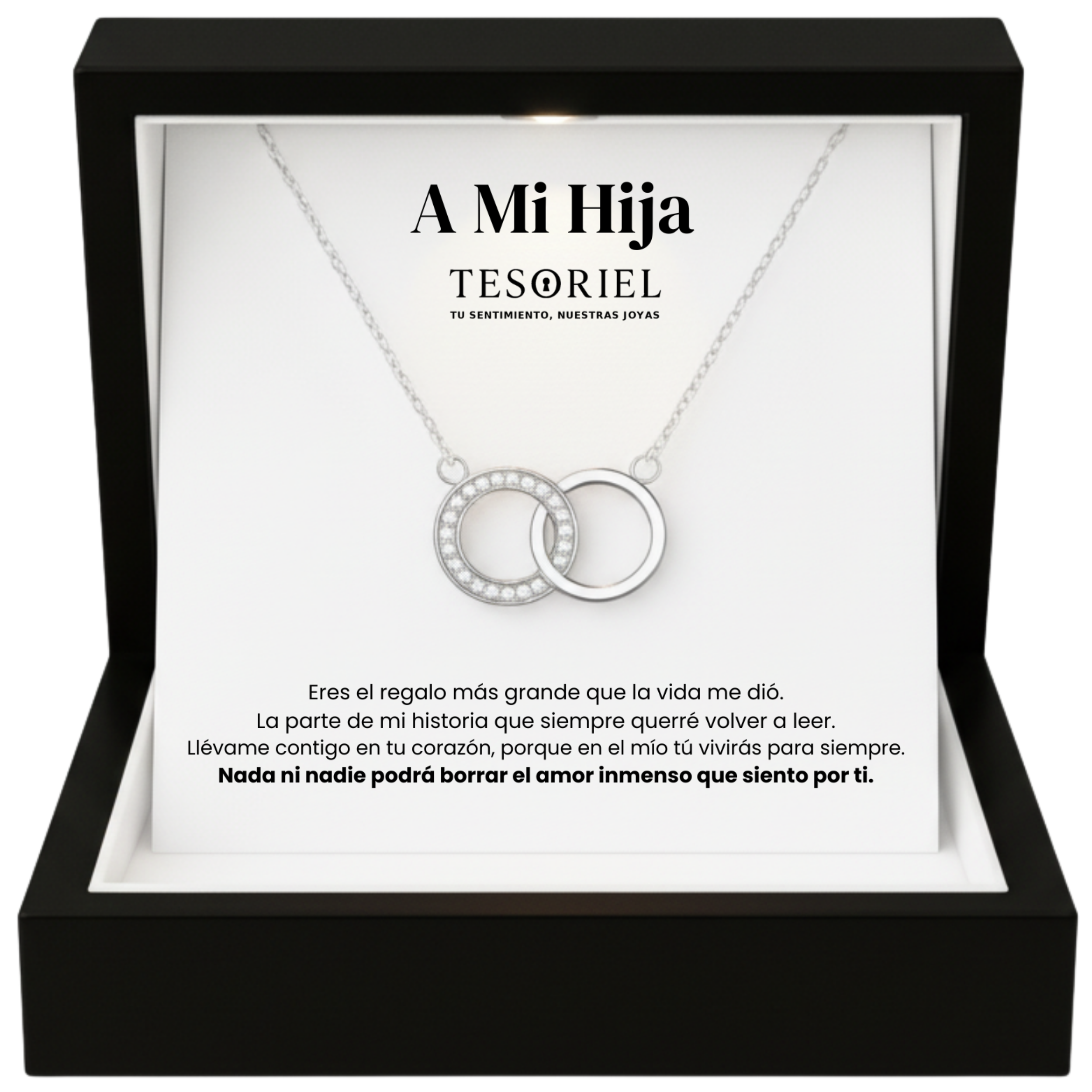 Colgante Aros Entrelazados con Cartas Especiales Para Mi Hija - Tesoriel