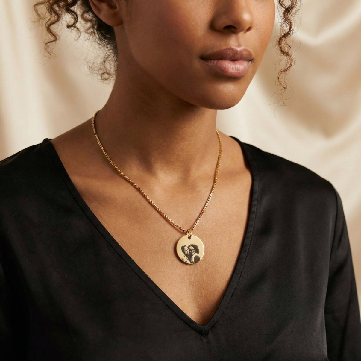 Colgante Circular Imagen Personalizable Dorado - Tesoriel