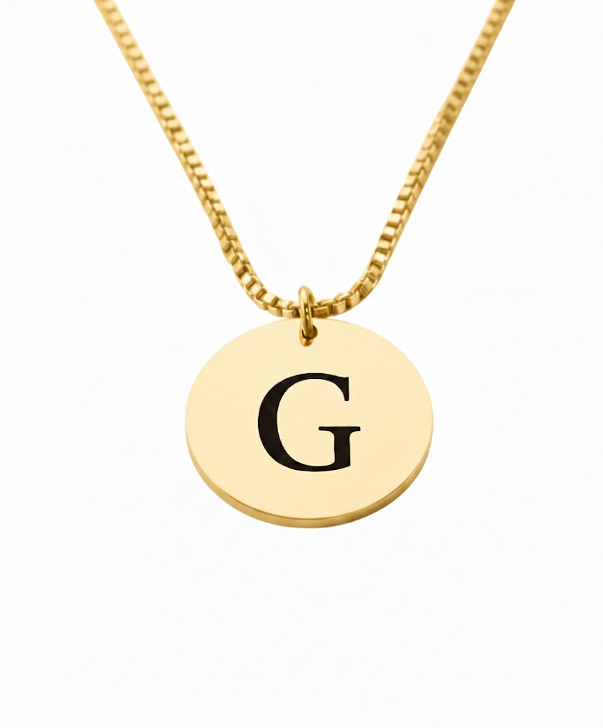 Colgante Circular Inicial Personalizable Dorado - Tesoriel