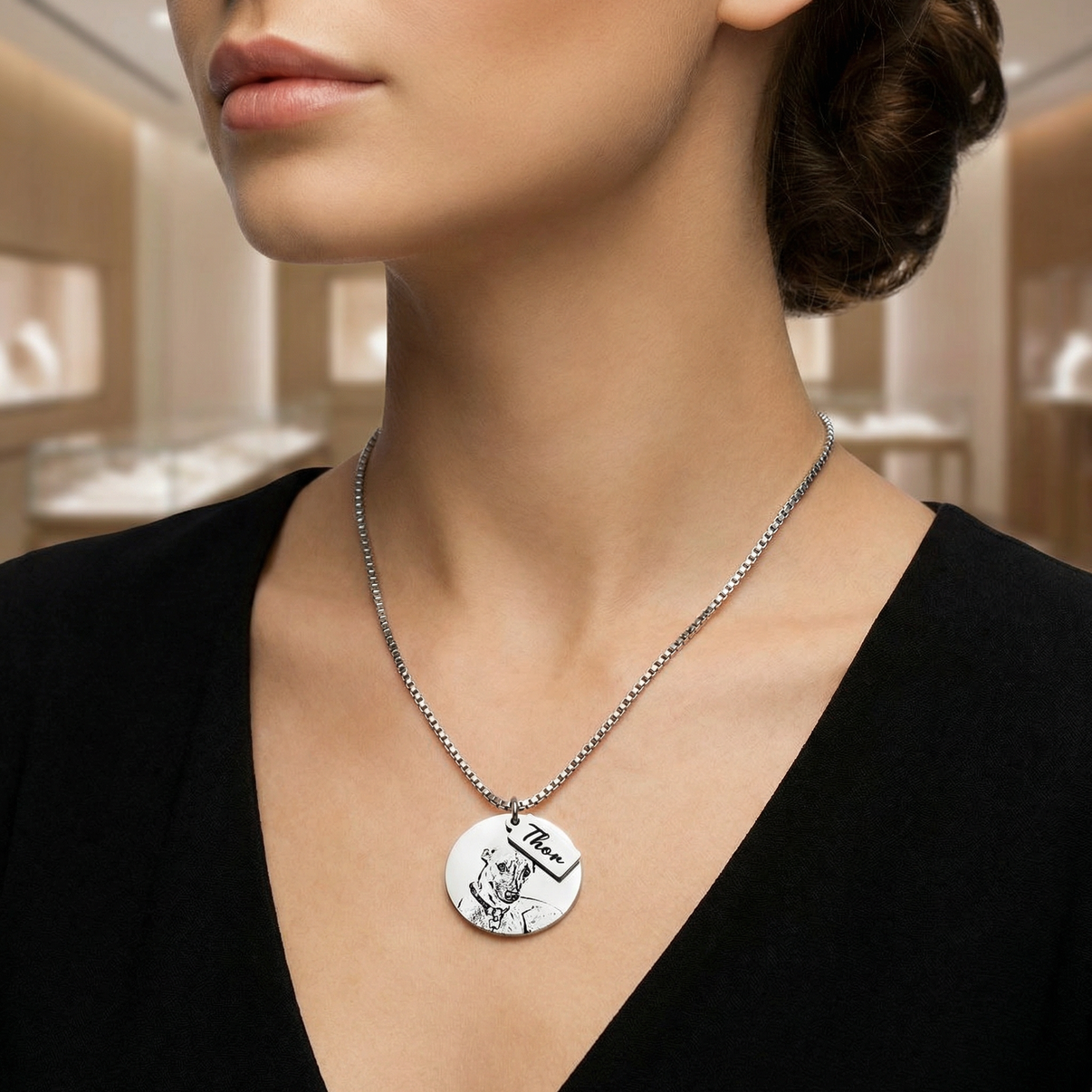 Colgante Circular Mascota Silueta Personalizable - Tesoriel