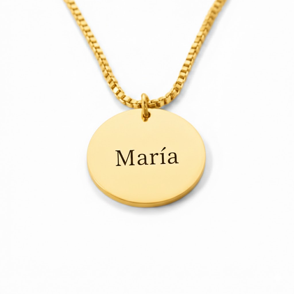 Colgante Circular Personalizable Nombre Dorado - Tesoriel