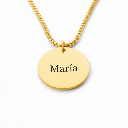 Colgante Circular Personalizable Nombre Dorado - Tesoriel