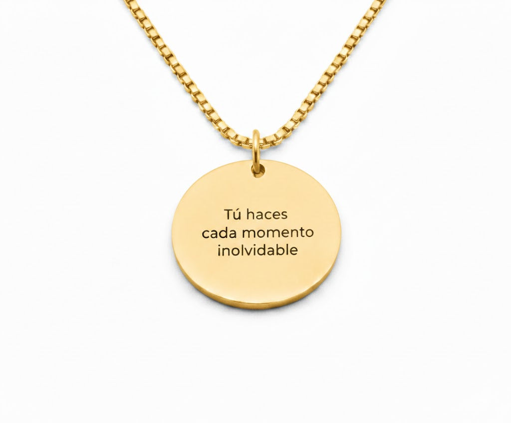 Colgante Circular Texto Personalizable Dorado - Tesoriel