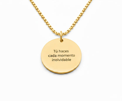 Colgante Circular Texto Personalizable Dorado - Tesoriel