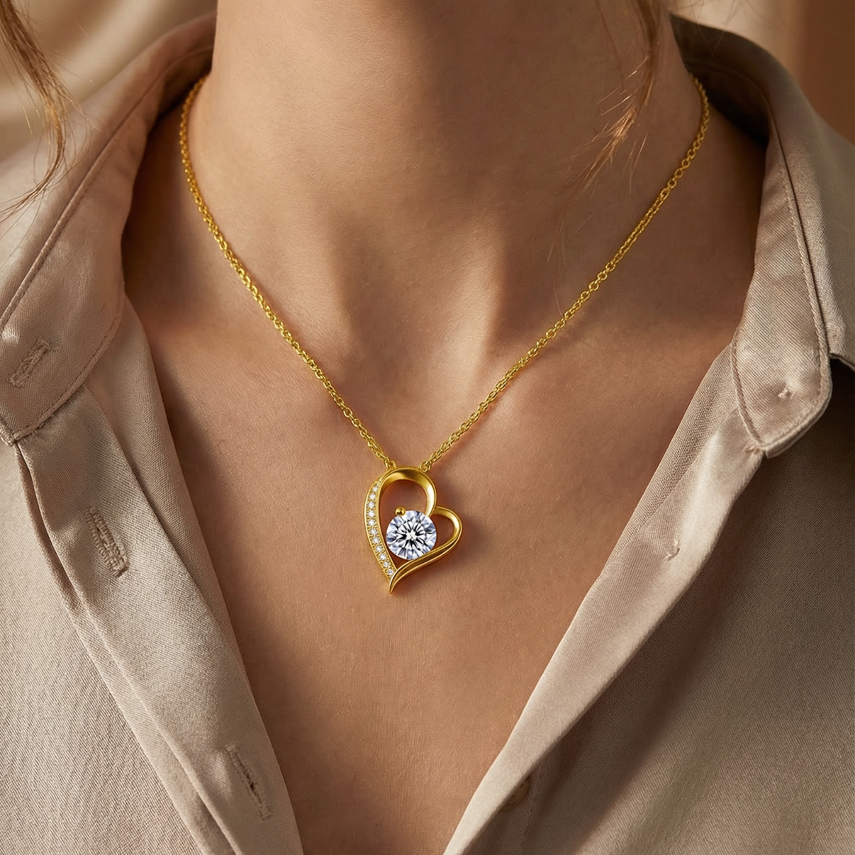 Colgante Corazón Eterno Dorado -Tesoriel