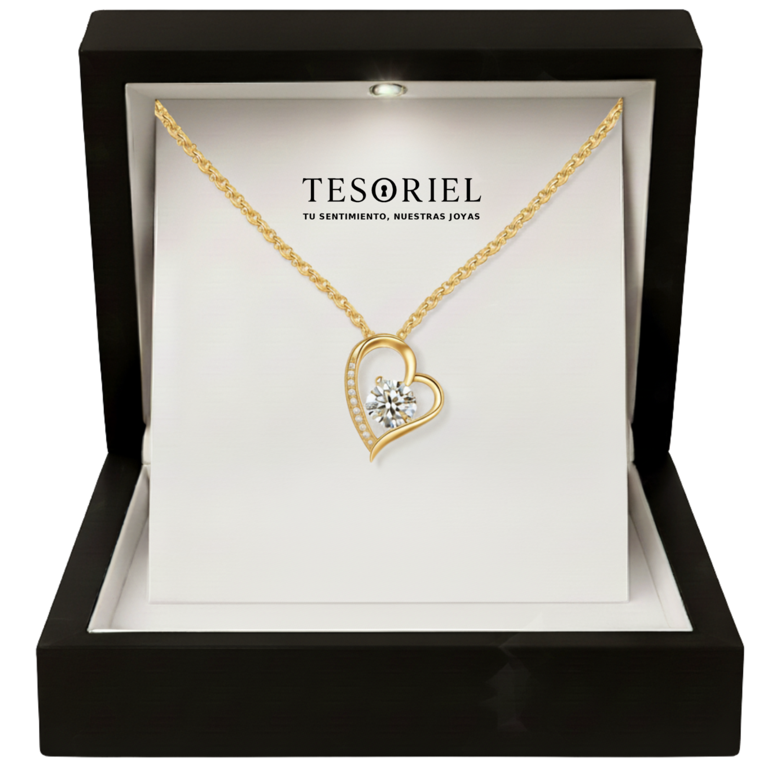 Colgante Corazón Eterno Dorado con Cartas Especiales A Mano - Tesoriel