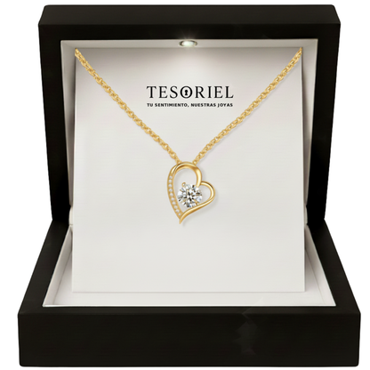 Colgante Corazón Eterno Dorado con Cartas Especiales A Mano - Tesoriel