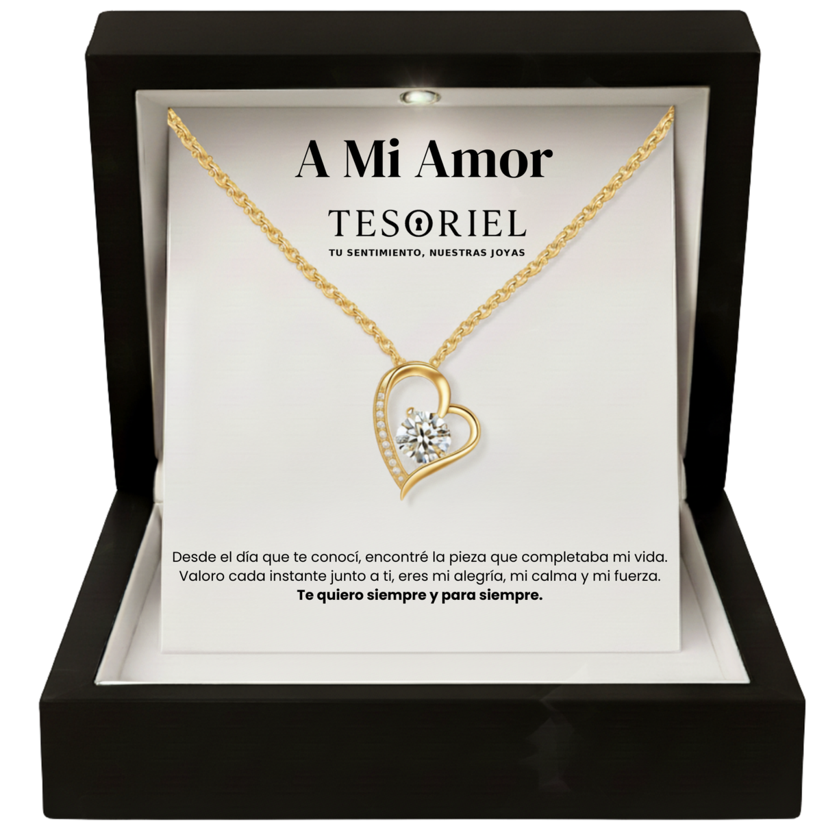 Colgante Corazón Eterno Dorado con Cartas Especiales A Mi Amor - Tesoriel