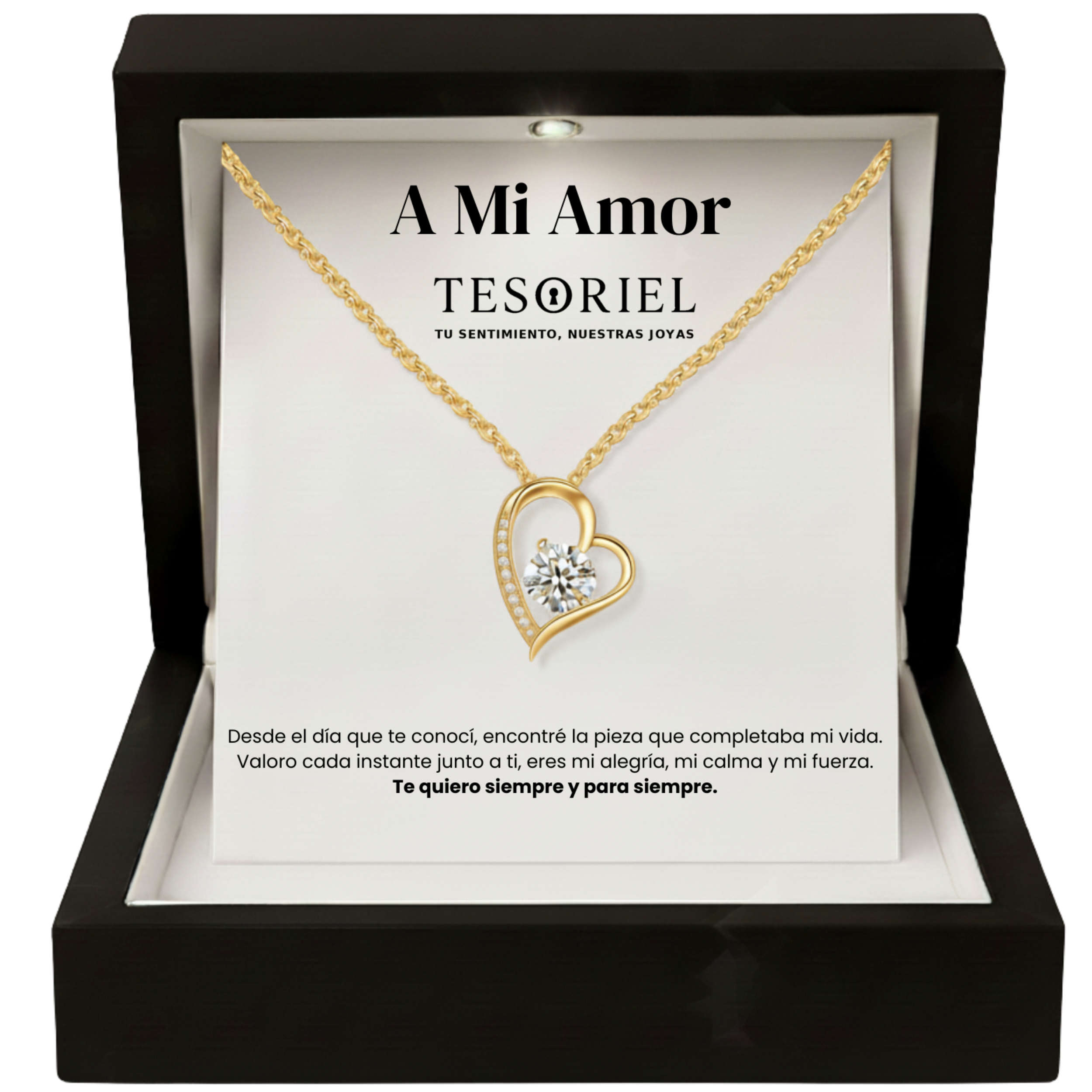 Colgante Corazón Eterno Dorado con Cartas Especiales A Mi Amor - Tesoriel