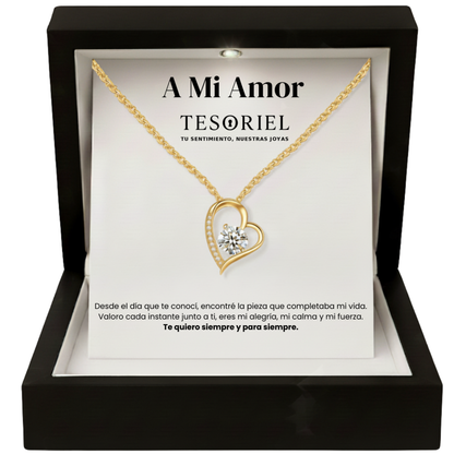 Colgante Corazón Eterno Dorado con Cartas Especiales A Mi Amor - Tesoriel