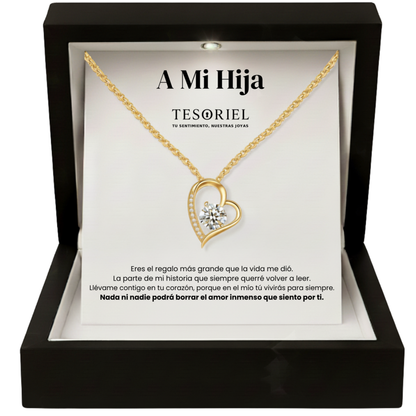 Colgante Corazón Eterno Dorado con Cartas Especiales Para Mi Hija - Tesoriel