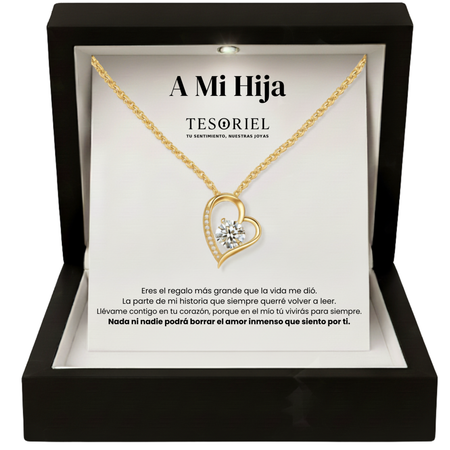 Colgante Corazón Eterno Dorado con Cartas Especiales Para Mi Hija - Tesoriel
