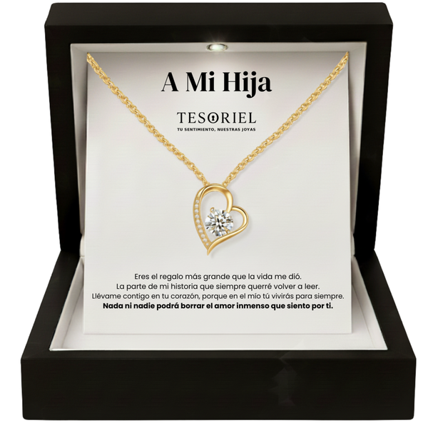 Colgante Corazón Eterno Dorado con Cartas Especiales Para Mi Hija - Tesoriel