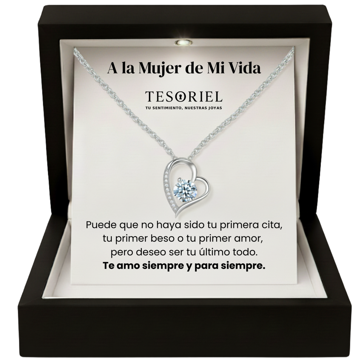 Colgante Corazón Eterno con Cartas Especiales A la Mujer de Mi Vida - Tesoriel