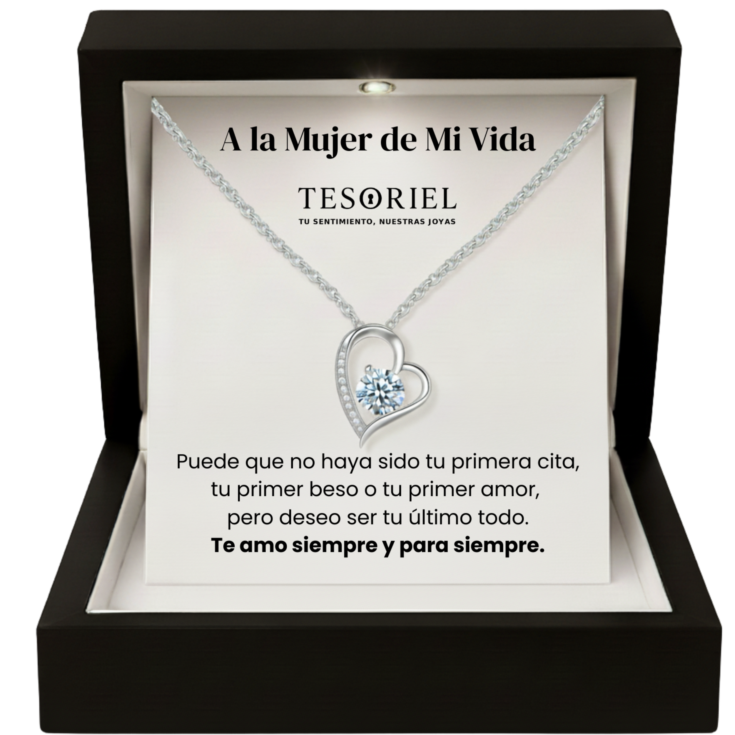 Colgante Corazón Eterno con Cartas Especiales A la Mujer de Mi Vida - Tesoriel