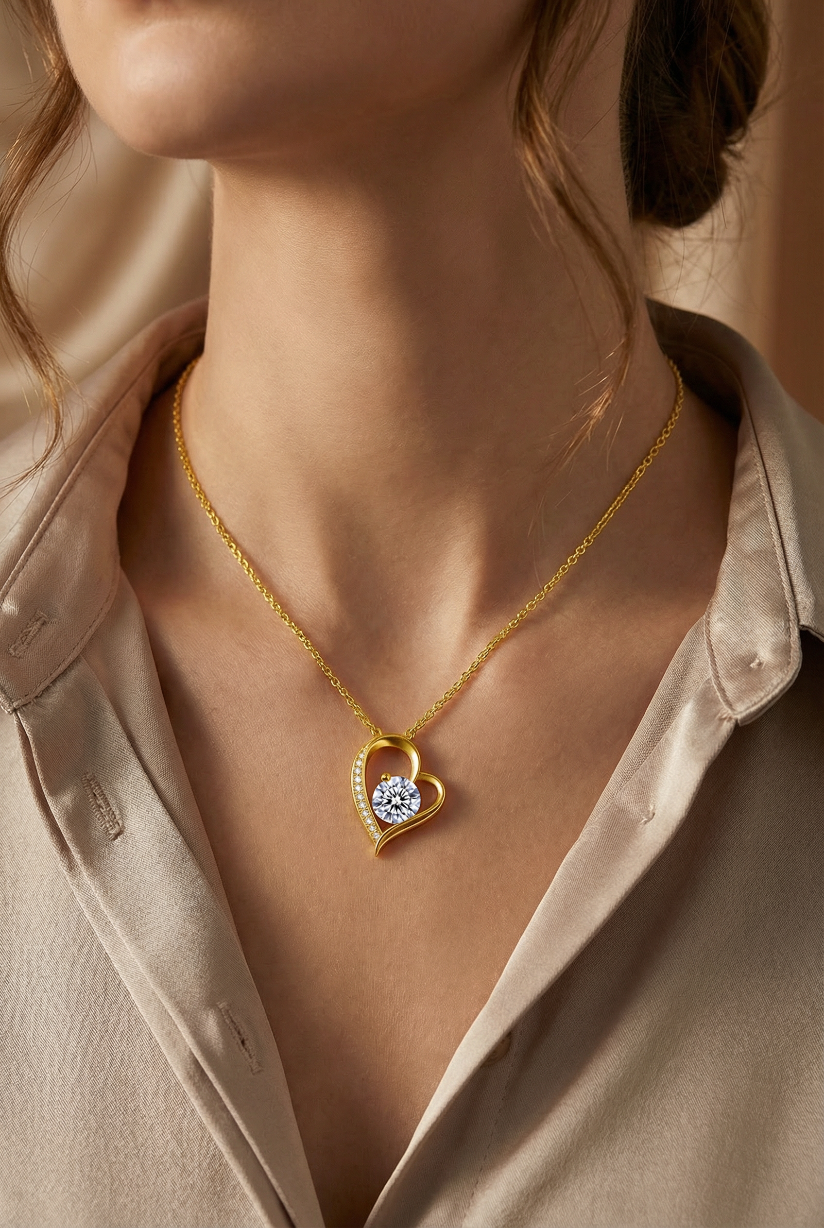 Colgante Corazón Eterno Dorado -Tesoriel