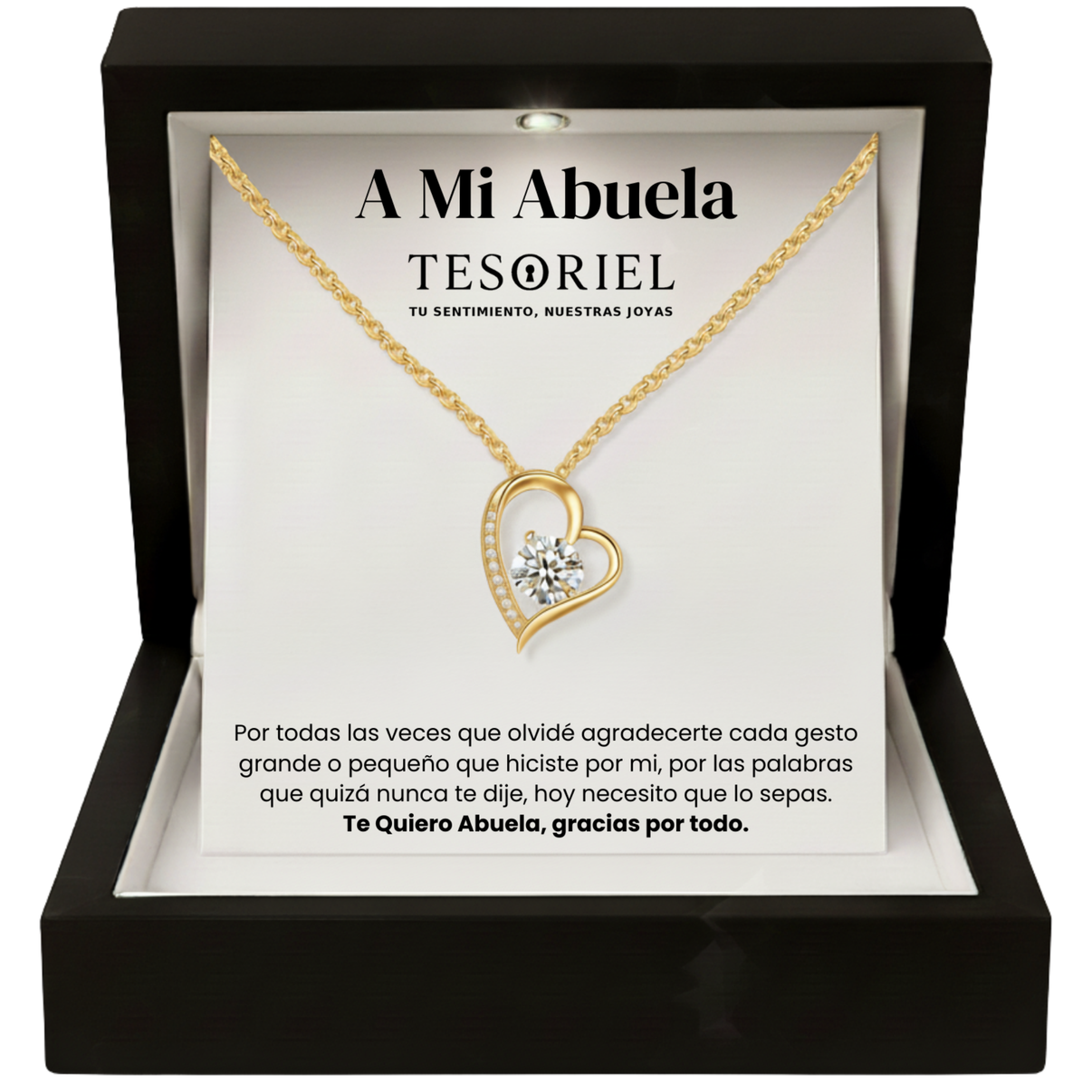 Colgante Corazón Eterno Dorado con Cartas Especiales A Mi Abuela - Tesoriel