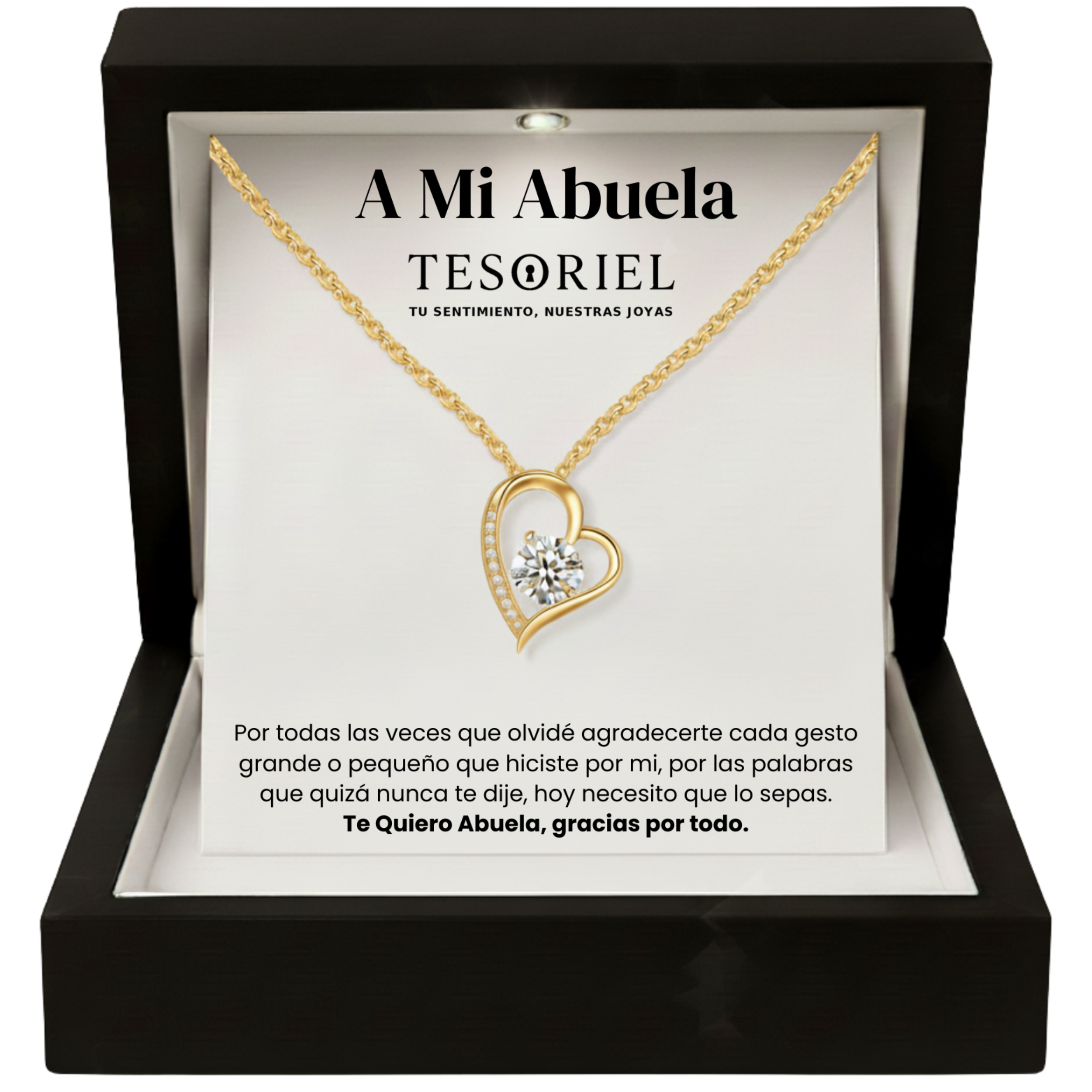 Colgante Corazón Eterno Dorado con Cartas Especiales A Mi Abuela - Tesoriel