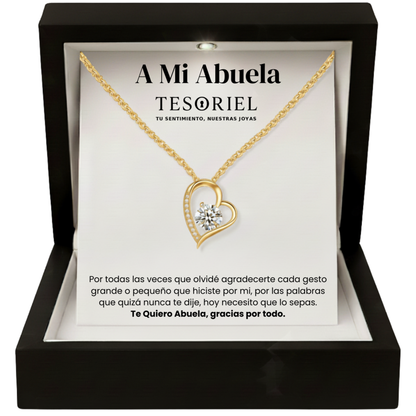 Colgante Corazón Eterno Dorado con Cartas Especiales A Mi Abuela - Tesoriel