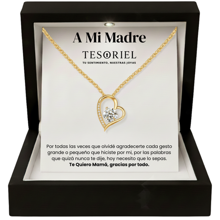Colgante Corazón Eterno Dorado con Cartas Especiales A Mi Madre - Tesoriel