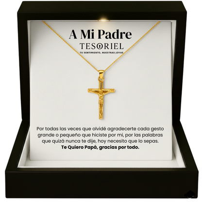 Colgante Cruz Dorado con Cartas Especiales A Mi Padre - Tesoriel